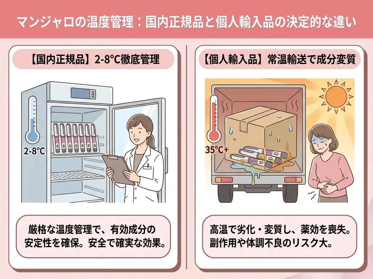 マンジャロ国内正規品と個人輸入品の温度管理の違い