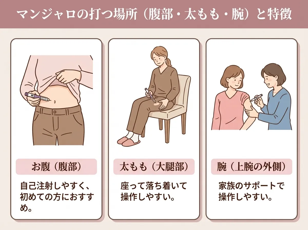 マンジャロ注射の打つ場所と部位ごとの特徴