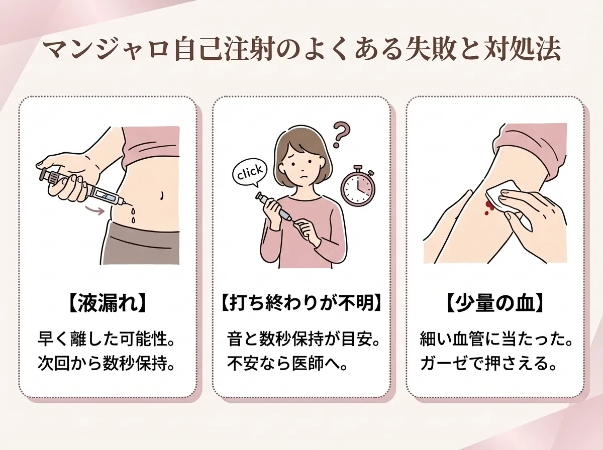 マンジャロ自己注射のよくある失敗と対処法